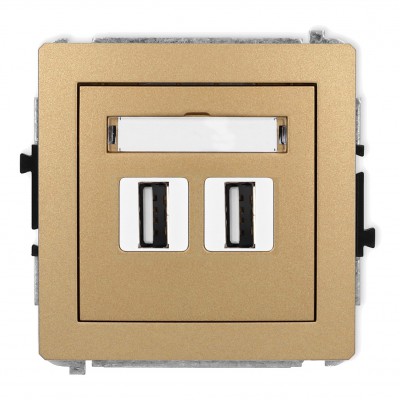 Mechanizm gniazda podwójnego 2xUSB A-A 2.0 Złoty Metalik 8DGUSB-2 Karlik DECO