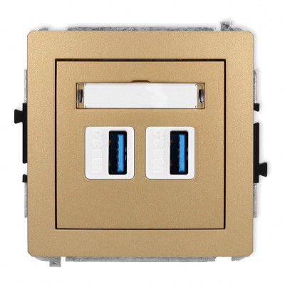 Mechanizm gniazda podwójnego 2xUSB A-A 3.0 Złoty Metalik 8DGUSB-6 Karlik DECO