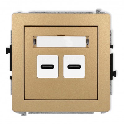 Mechanizm gniazda podwójnego 2xUSB C-C Złoty Metalik 8DGUSB-8 Karlik DECO