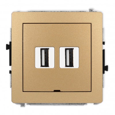 Mechanizm gniazda podwójnego 2xUSB A-A 2.0, bez pola opisowego Złoty Metalik 8DGUSBBO-2 Karlik DECO