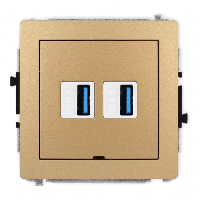 Mechanizm gniazda podwójnego 2xUSB A-A 3.0, bez pola opisowego Złoty Metalik 8DGUSBBO-6 Karlik DECO