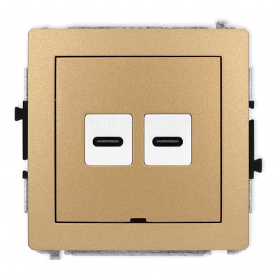 Mechanizm gniazda podwójnego 2xUSB C-C, bez pola opisowego Złoty Metalik 8DGUSBBO-8 Karlik DECO