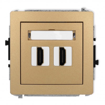 Mechanizm gniazda podwójnego HDMI 2.0 Złoty Metalik 8DHDMI-4 Karlik DECO