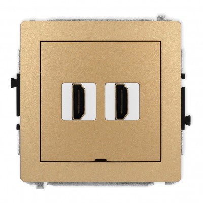 Mechanizm gniazda podwójnego HDMI 2.0, bez pola opisowego Złoty Metalik 8DHDMIBO-4 Karlik DECO