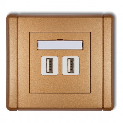 Gniazdo podwójne 2xUSB A-A 2.0 Złoty Metalik 8FGUSB-2 Karlik FLEXI