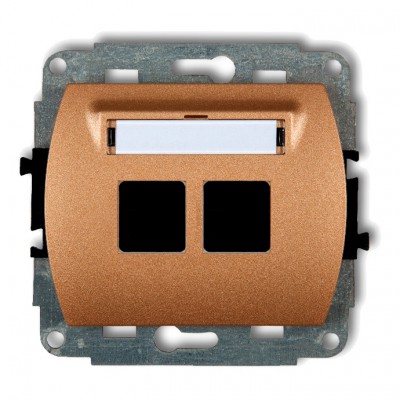 Mechanizm gniazda multimedialnego podwójnego bez modułu (standard Keystone) Złoty Metalik 8GM-2P Karlik TREND