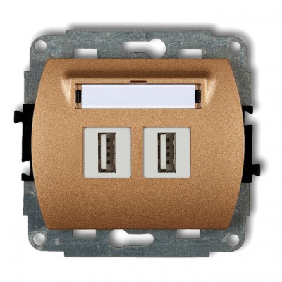 Mechanizm gniazda podwójnego 2xUSB A-A 3.0 Złoty Metalik 8GUSB-6 Karlik TREND