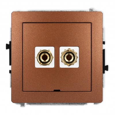 Mechanizm gniazda głośnikowego pojedynczego, bez pola opisowego (typu banan - czerwony i czarny, pozłacany, 4 mm2, do lutowania) Brązowy Metalik 9DGGBO-3 Karlik DECO