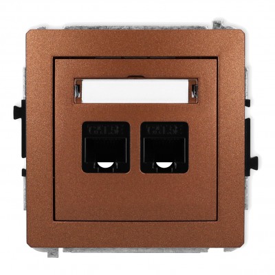 Mechanizm gniazda komputerowego podwójnego 2xRJ45, kat. 5e, 8-stykowy Brązowy Metalik 9DGK-2 Karlik DECO
