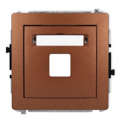 Mechanizm gniazda multimedialnego pojedynczego bez modułu (standard Keystone) Brązowy Metalik 9DGM-1P Karlik DECO