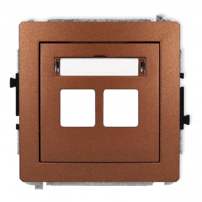 Mechanizm gniazda multimedialnego podwójnego bez modułu (standard Keystone) Brązowy Metalik 9DGM-2P Karlik DECO