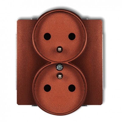 Mechanizm gniazda podwojnego do ramki DECO Soft, z uziemieniem  2x(2P+Z) (przesłony torów prądowych) Brązowy Metalik 9DGPRSO-2zp Karlik DECO