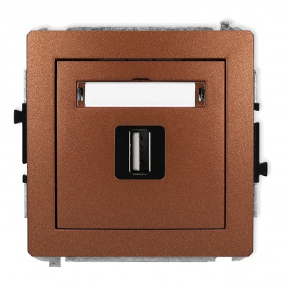 Mechanizm gniazda pojedynczego USB A-A 2.0 Brązowy Metalik 9DGUSB-1 Karlik DECO
