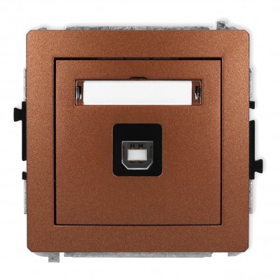 Mechanizm gniazda pojedynczego USB A-B 2.0 Brązowy Metalik 9DGUSB-3 Karlik DECO