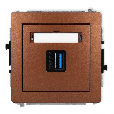 Mechanizm gniazda pojedynczego USB A-A 3.0 Brązowy Metalik 9DGUSB-5 Karlik DECO