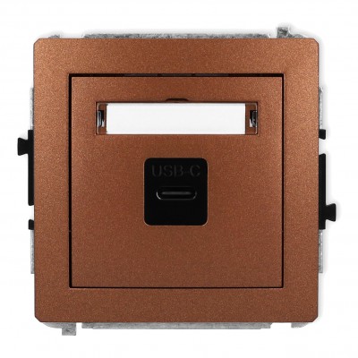Mechanizm gniazda pojedynczego 1xUSB C-C Brązowy Metalik 9DGUSB-7 Karlik DECO