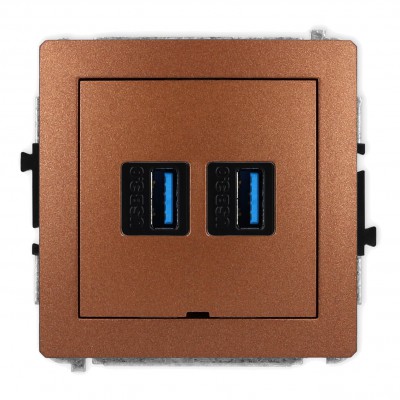 Mechanizm gniazda podwójnego 2xUSB A-A 3.0, bez pola opisowego Brązowy Metalik 9DGUSBBO-6 Karlik DECO