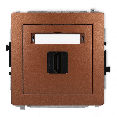 Mechanizm gniazda pojedynczego HDMI 2.0 Brązowy Metalik 9DHDMI-3 Karlik DECO