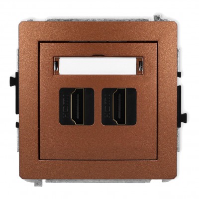 Mechanizm gniazda podwójnego HDMI 2.0 Brązowy Metalik 9DHDMI-4 Karlik DECO