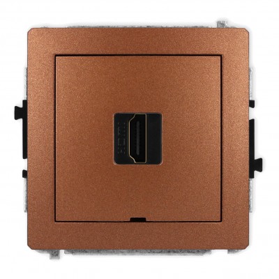 Mechanizm gniazda pojedynczego HDMI 2.0, bez pola opisowego Brązowy Metalik 9DHDMIBO-3 Karlik DECO
