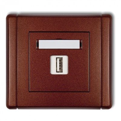 Gniazdo pojedyncze USB A-A 2.0 Brązowy Metalik 9FGUSB-1 Karlik FLEXI