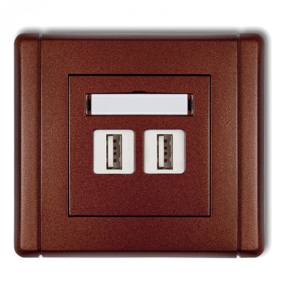 Gniazdo podwójne 2xUSB A-A 2.0 Brązowy Metalik 9FGUSB-2 Karlik FLEXI