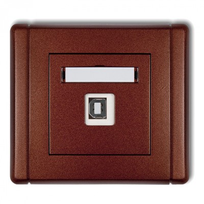 Gniazdo pojedyncze USB A-B 2.0 Brązowy Metalik 9FGUSB-3 Karlik FLEXI