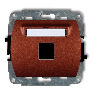 Mechanizm gniazda multimedialnego pojednczego bez modułu (standard Keystone) Brązowy Metalik 9GM-1P Karlik TREND