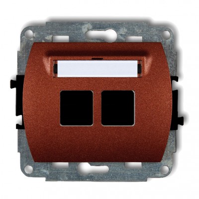 Mechanizm gniazda multimedialnego podwójnego bez modułu (standard Keystone) Brązowy Metalik 9GM-2P Karlik TREND
