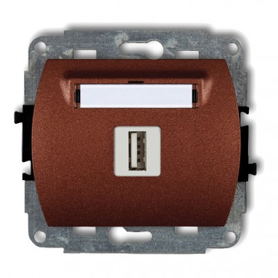 Mechanizm gniazda pojedynczego USB A-A 2.0 Brązowy Metalik 9GUSB-1 Karlik TREND