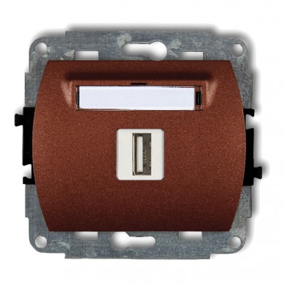 Mechanizm gniazda pojedynczego USB A-A 3.0 Brązowy Metalik 9GUSB-5 Karlik TREND