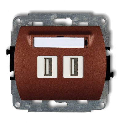 Mechanizm gniazda podwójnego 2xUSB A-A 3.0 Brązowy Metalik 9GUSB-6 Karlik TREND