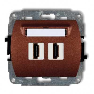 Mechanizm gniazda podwójnego HDMI 2.0 Brązowy Metalik 9HDMI-2 Karlik TREND