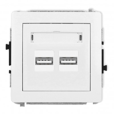 Mechanizm ładowarki USB podwójnej 2xUSB A, 15,5W max., 5V, 3.1A Biały DCUSB-6 Karlik DECO