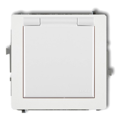 Mechanizm gniazda bryzgoszczelnego z uziemieniem SCHUKO 2P+Z (klapka biała, przesłony torów prądowych) Biały DGPB-1sp Karlik DECO