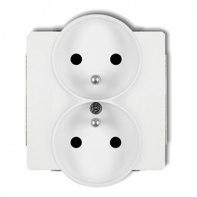 Mechanizm gniazda podwojnego do ramki DECO Soft, z uziemieniem  2x(2P+Z) (przesłony torów prądowych) Biały DGPRSO-2zp Karlik