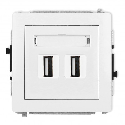 Mechanizm gniazda podwójnego 2xUSB A-A 2.0 Biały DGUSB-2 Karlik DECO