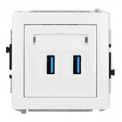 Mechanizm gniazda podwójnego 2xUSB A-A 3.0 Biały DGUSB-6 Karlik DECO