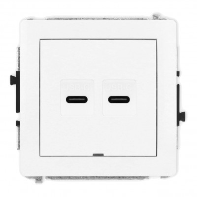 Mechanizm gniazda podwójnego 2xUSB C-C, bez pola opisowego Biały DGUSBBO-8 Karlik DECO