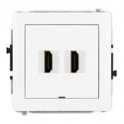 Mechanizm gniazda podwójnego HDMI 2.0, bez pola opisowego Biały DHDMIBO-4 Karlik DECO