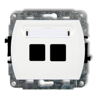 Mechanizm gniazda multimedialnego podwójnego bez modułu (standard Keystone) Biały GM-2P Karlik TREND