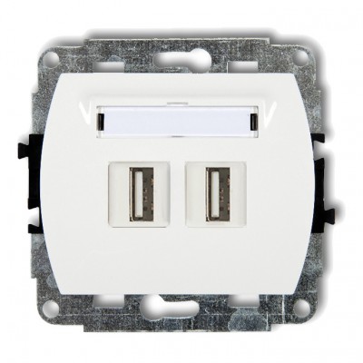 Mechanizm gniazda podwójnego 2xUSB A-A 2.0 Biały GUSB-2 Karlik TREND