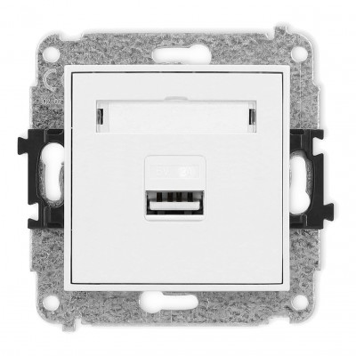Mechanizm ładowarki USB pojedynczej USB A, 10W max., 5V, 2A Biały MCUSB-3 Karlik