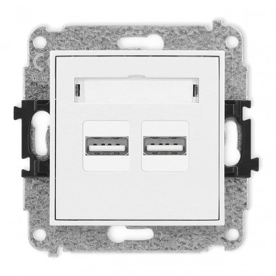Mechanizm ładowarki USB podwójnej 2xUSB A, 15,5W max., 5V, 3.1A Biały MCUSB-6 Karlik MINI