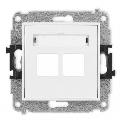 Karlik MGM-2P Mechanizm gniazda multimedialnego podwójnego bez modułu (standard Keystone) Biały