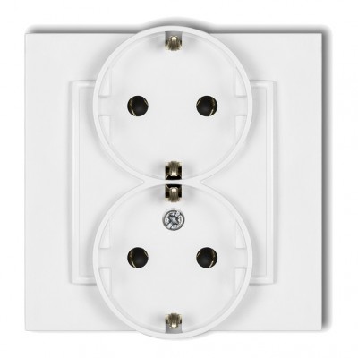 Gniazdo podwójne z uziemieniem SCHUKO 2x(2P+Z) (bez przesłon torów prądowych) Biały MGP-2s Karlik MINI