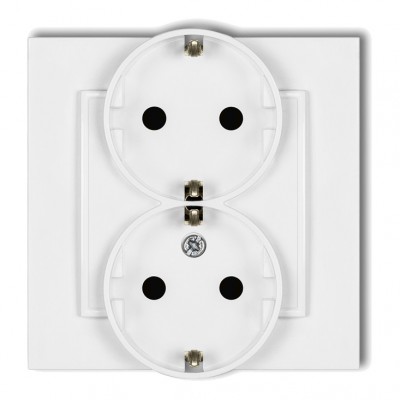 Gniazdo podwójne z uziemieniem SCHUKO 2x(2P+Z) (przesłony torów prądowych) Biały MGP-2sp Karlik MINI