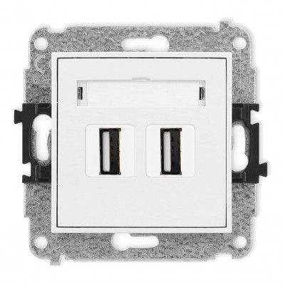 Mechanizm gniazda podwójnego 2xUSB A-A 2.0 Biały MGUSB-2 Karlik MINI