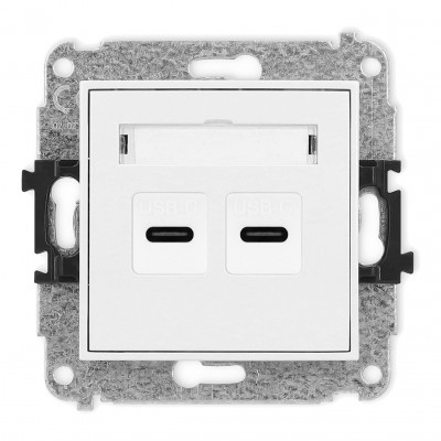 Mechanizm gniazda podwójnego 2xUSB C-C Biały MGUSB-8 Karlik MINI