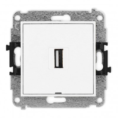 Mechanizm gniazda pojedynczego USB A-A 2.0, bez pola opisowego Biały MGUSBBO-1 Karlik MINI